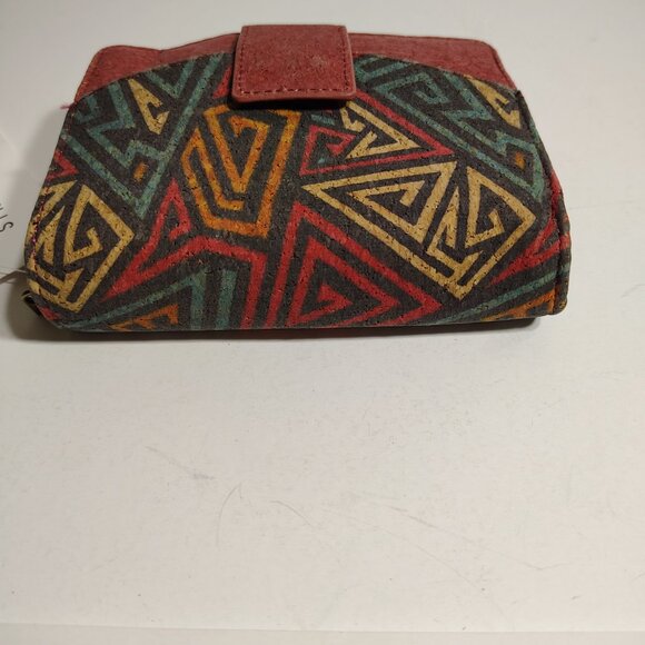 City Streetwear Los Angeles Mini Cork Wallet Retro Geometric Design Eco Friendly - Picture 3 of 11